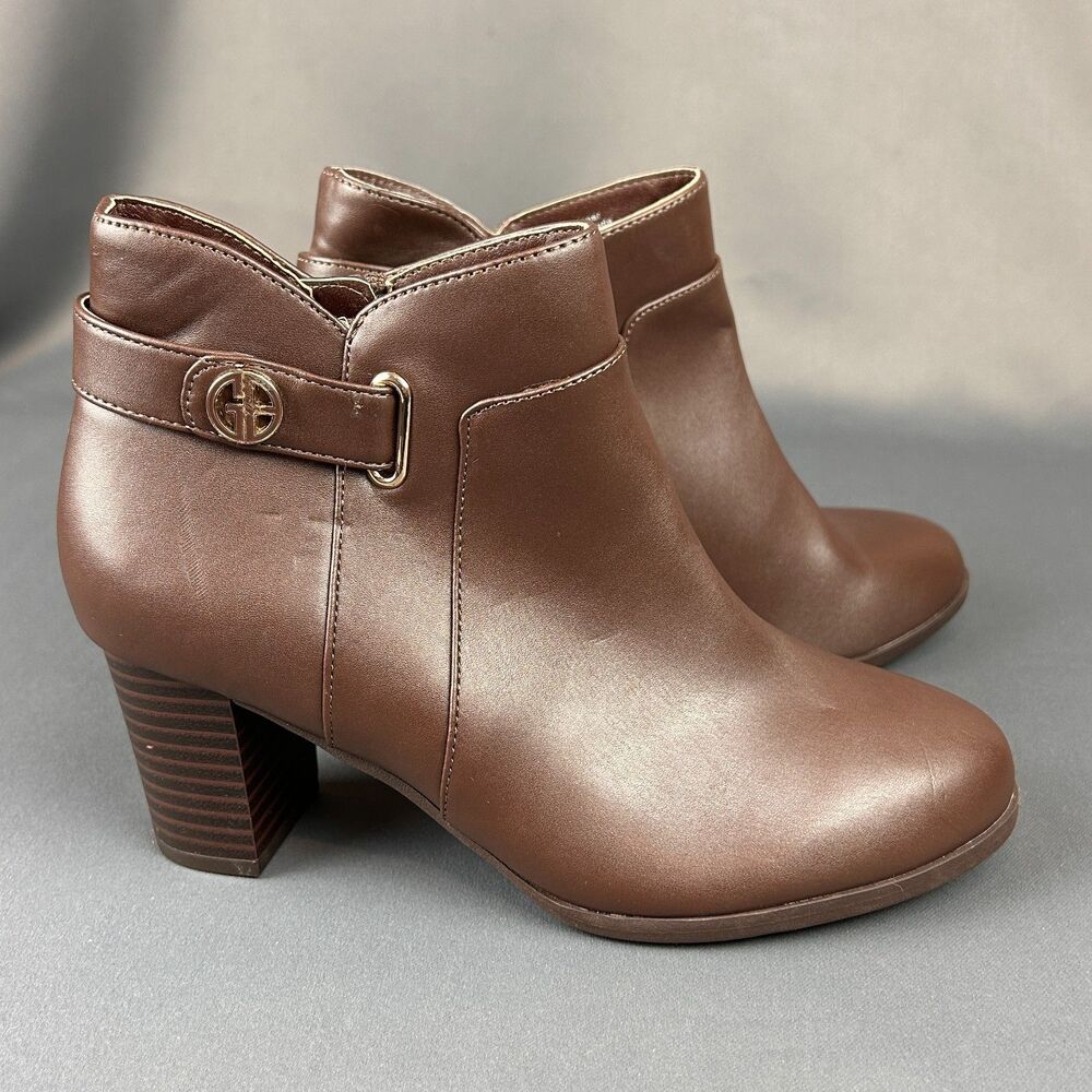 Giani Bernini Womens Artemy Block Heel Side Zip Booties Shoes Brown 6M NEW - Picture 6 of 16